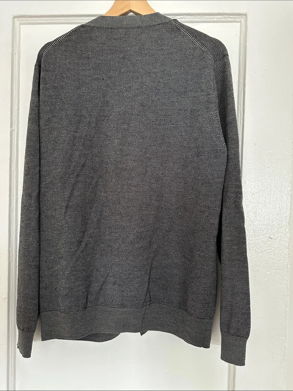J. Crew Men's Gray Micro-Striped V‑Neck Cardigan
